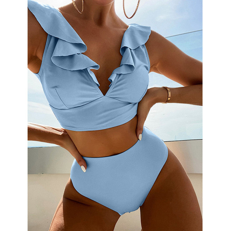 Ruffle Bikini High Waist Swimsuit Push Up Bikinis Angelwarriorfitness.com