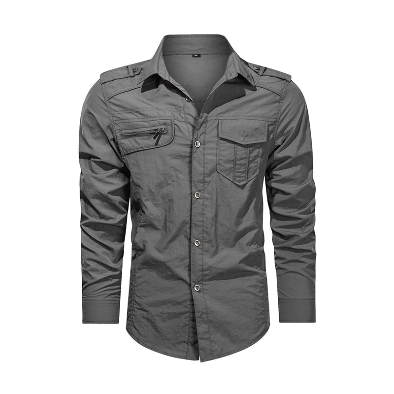 Men Shirt Outwear Military Thin Long Sleeve Shirts Quick-dry Solid Casual Fit Men Shirt Angelwarriorfitness.com