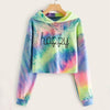 Hoodies Women Rainbow Tie Dye Print Women's Sweatshirt Autumn Cropped Hoodie Harajuku Streetwear Crop Top Hoodie Moletom Angelwarriorfitness.com