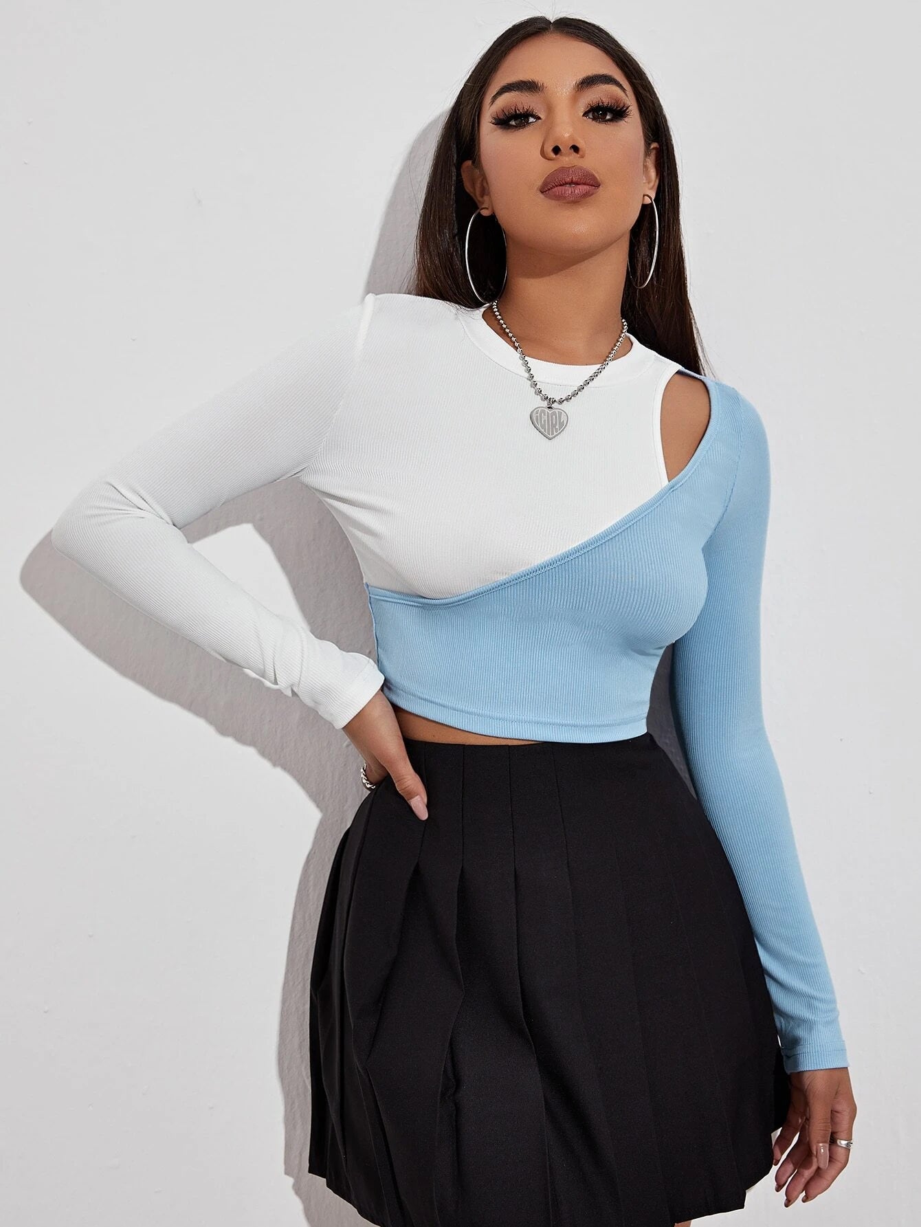 New Sexy Hit Color Strapless T-Shirt Stitching Slim Top Women Bottoming Long-Sleeved T-Shirt Angelwarriorfitness.com