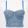 Rhinestone Denim Corset Cami Top Angelwarriorfitness.com
