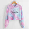 Hoodies Women Rainbow Tie Dye Print Women's Sweatshirt Autumn Cropped Hoodie Harajuku Streetwear Crop Top Hoodie Moletom Angelwarriorfitness.com