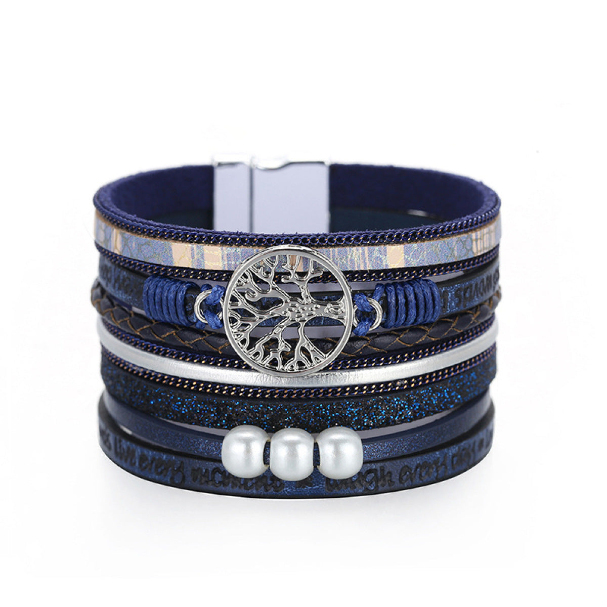 Boho Vegan Leather Tree Multilayer Magnetic Buckle Bracelet Angelwarriorfitness.com