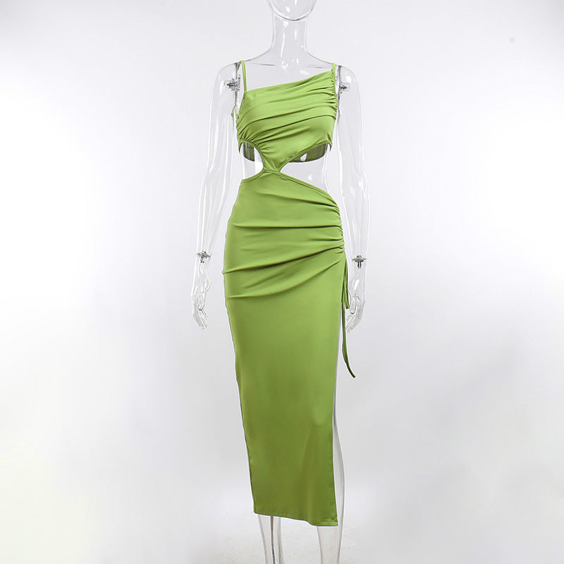 Irregular Sexy Bodycon Midi Hollow Out Side Slit Dresses Angelwarriorfitness.com
