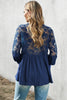 V Neckline Lace Shoulder Patchwork Blouse Angelwarriorfitness.com