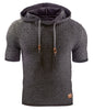 Mens Hooded Sweatshirt Short Sleeve Solid Knitted Hoodie Pullover Sweater Angelwarriorfitness.com