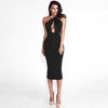 Elegant Form Fitting Bodycon Choker Dress-Criss Cross Halter Angelwarriorfitness.com