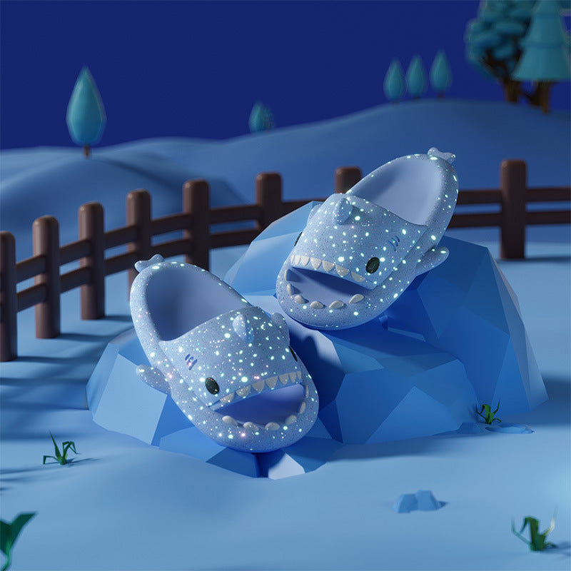 Unisex Adult and Children's Cartoon Shark Slippers: Glow in the Dark Flip Flops Angelwarriorfitness.com