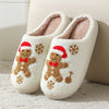 Christmas Snowflake Gingerbread Slippers Winter Indoor Non-slip Floor Bedroom Fuzzy House Shoes For Women Home Slippers Angelwarriorfitness.com