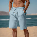 Summer Drawstring Shorts Elastic Waist Straight Pants Beach Breathable Shorts For Men Clothing Angelwarriorfitness.com