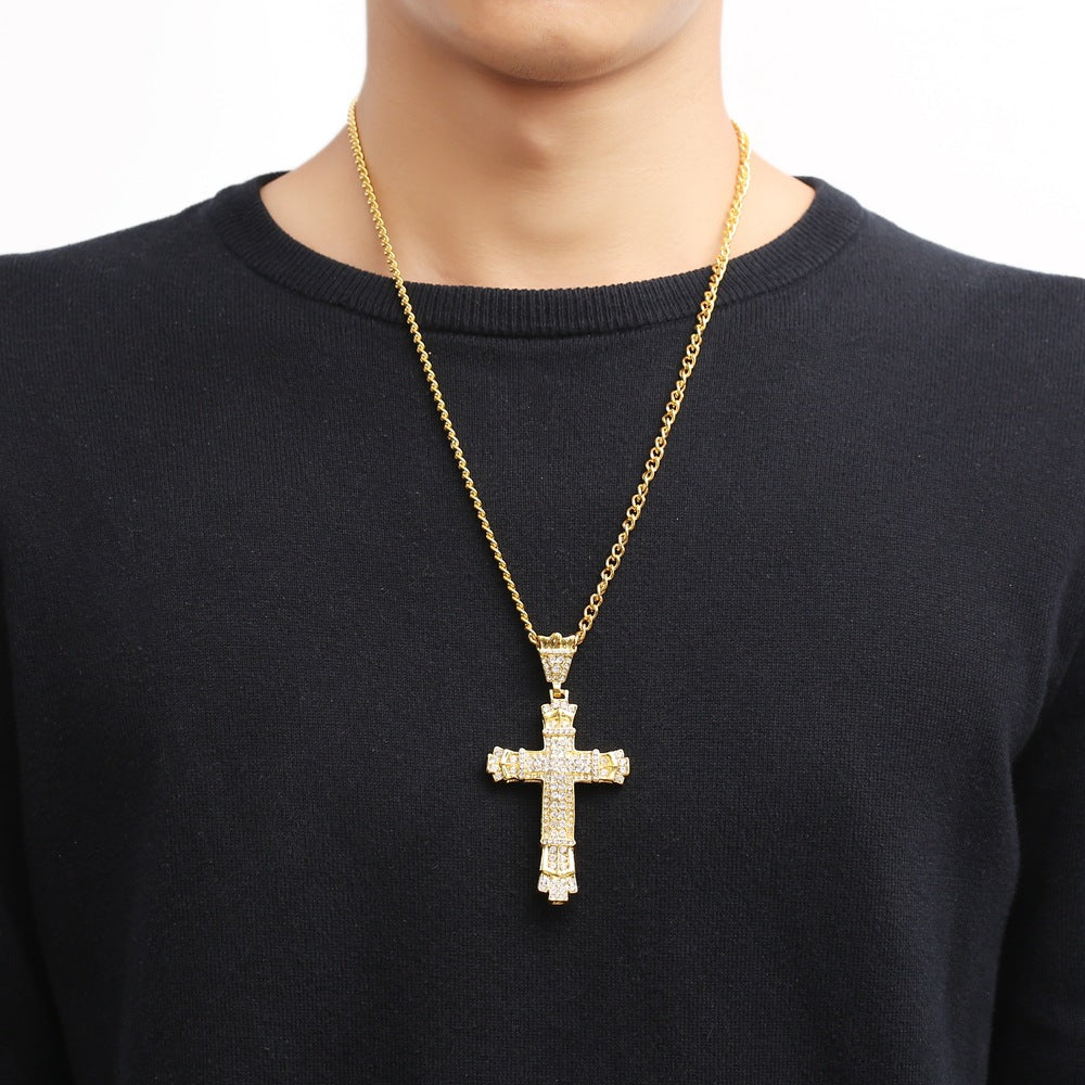 Iced Out Mens Cross Necklace Angelwarriorfitness.com