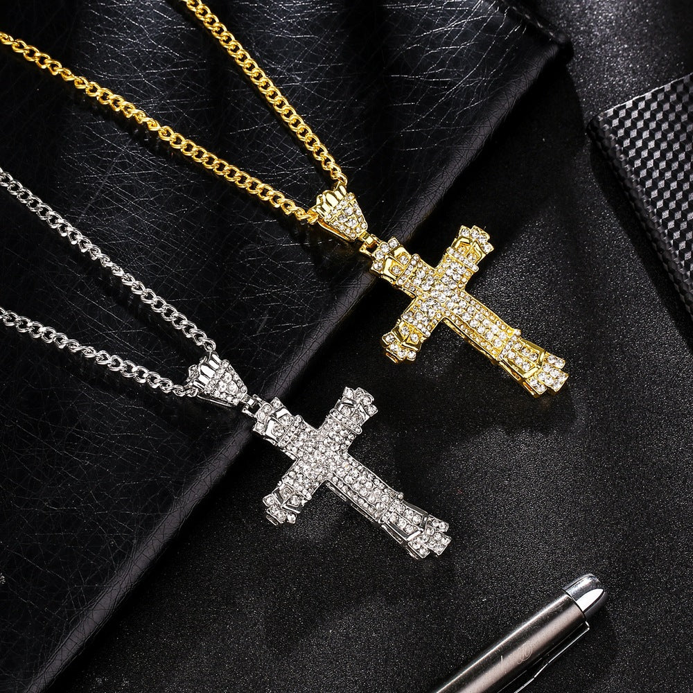 Iced Out Mens Cross Necklace Angelwarriorfitness.com