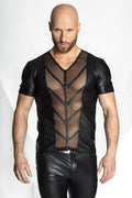 Sexy underwear men's sexy European and American leather stitching shirt vest European and American sexy underwear Angelwarriorfitness.com