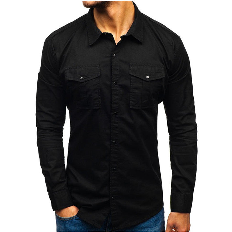 Men Autumn Winter Long Sleeve Blouse Man Cotton Shirt Angelwarriorfitness.com