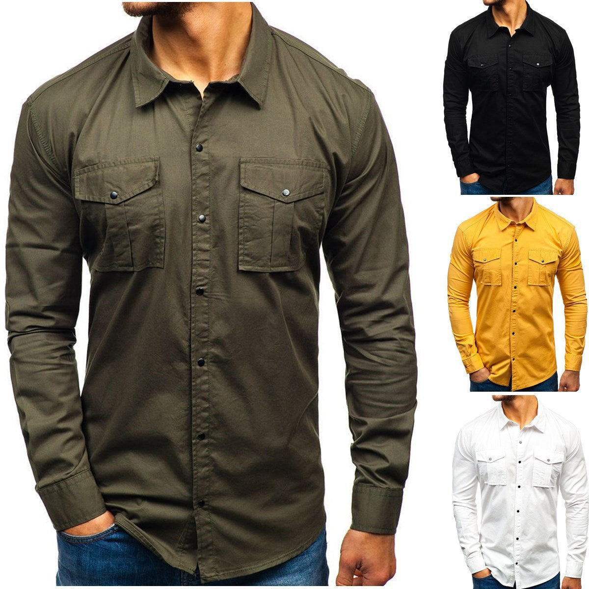 Men Autumn Winter Long Sleeve Blouse Man Cotton Shirt Angelwarriorfitness.com