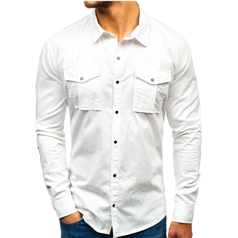 Men Autumn Winter Long Sleeve Blouse Man Cotton Shirt Angelwarriorfitness.com