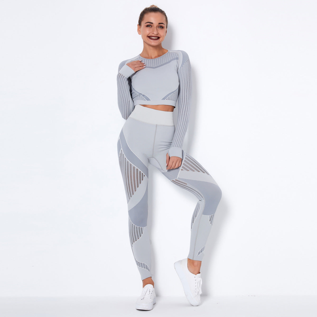 Seamless Knitted Absorbent Yoga Long-Sleeved Suit Yoga Wearsuit Angelwarriorfitness.com