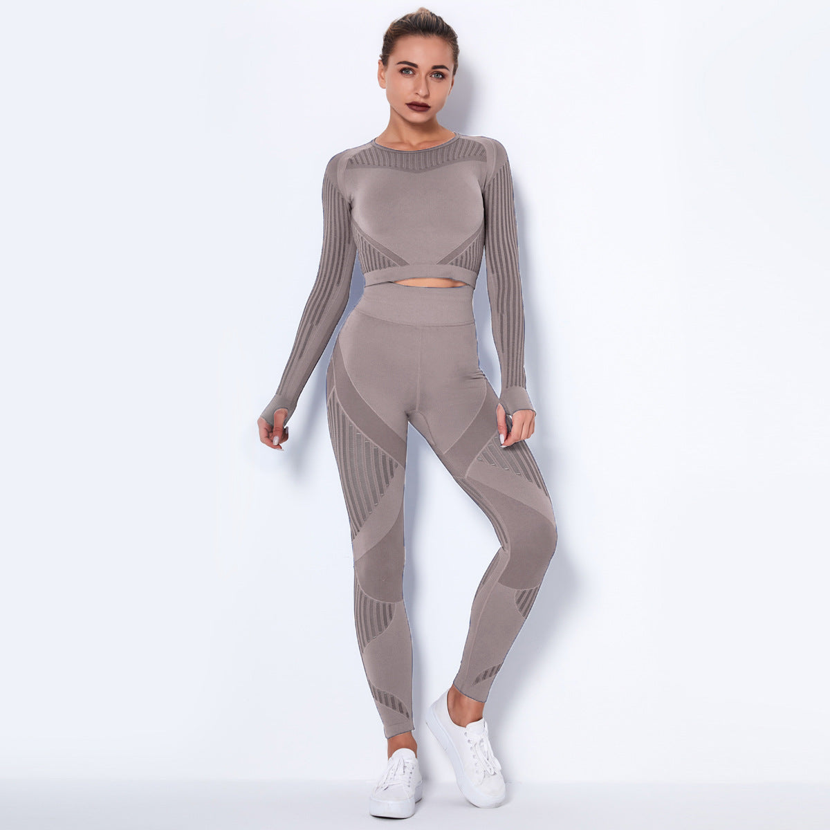 Seamless Knitted Absorbent Yoga Long-Sleeved Suit Yoga Wearsuit Angelwarriorfitness.com