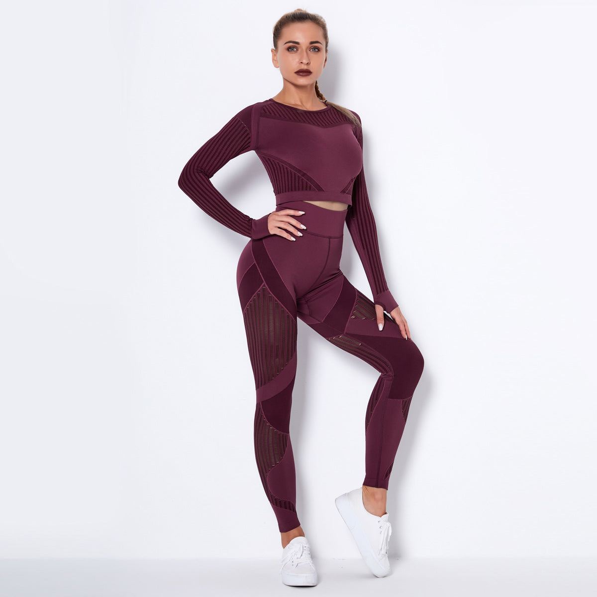 Seamless Knitted Absorbent Yoga Long-Sleeved Suit Yoga Wearsuit Angelwarriorfitness.com