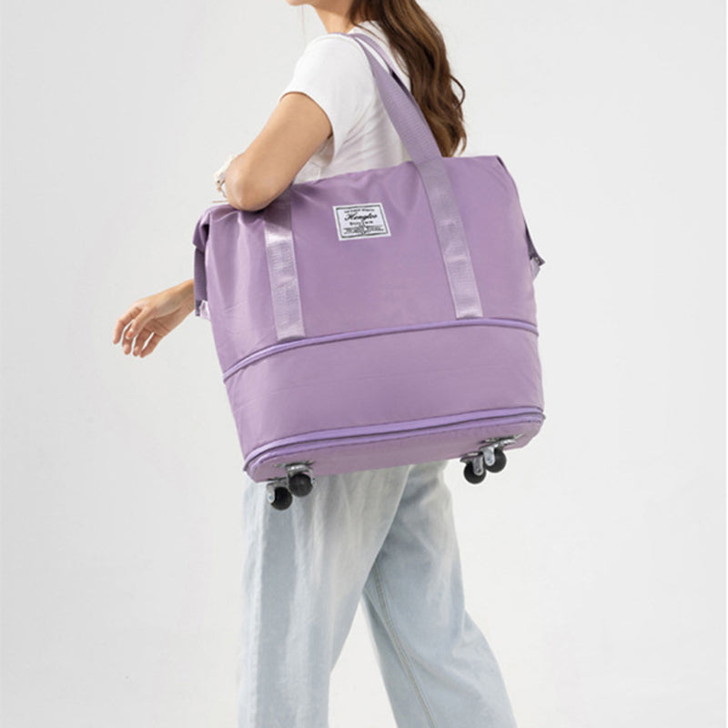 New Universal Wheel Travel Bag With Double-layer Dry And Wet Separation Fitness Yoga Shoulser Bags Sports Fitness Large Capacity Handbag Women Angelwarriorfitness.com