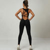 Yoga Jumpsuit V-shaped Back Design Sleeveless Fitness Running Sportswear Stretch Tights Pants For Womens Clothing Angelwarriorfitness.com