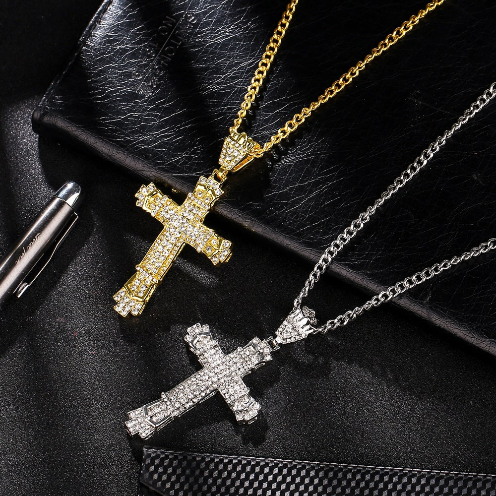 Iced Out Mens Cross Necklace Angelwarriorfitness.com