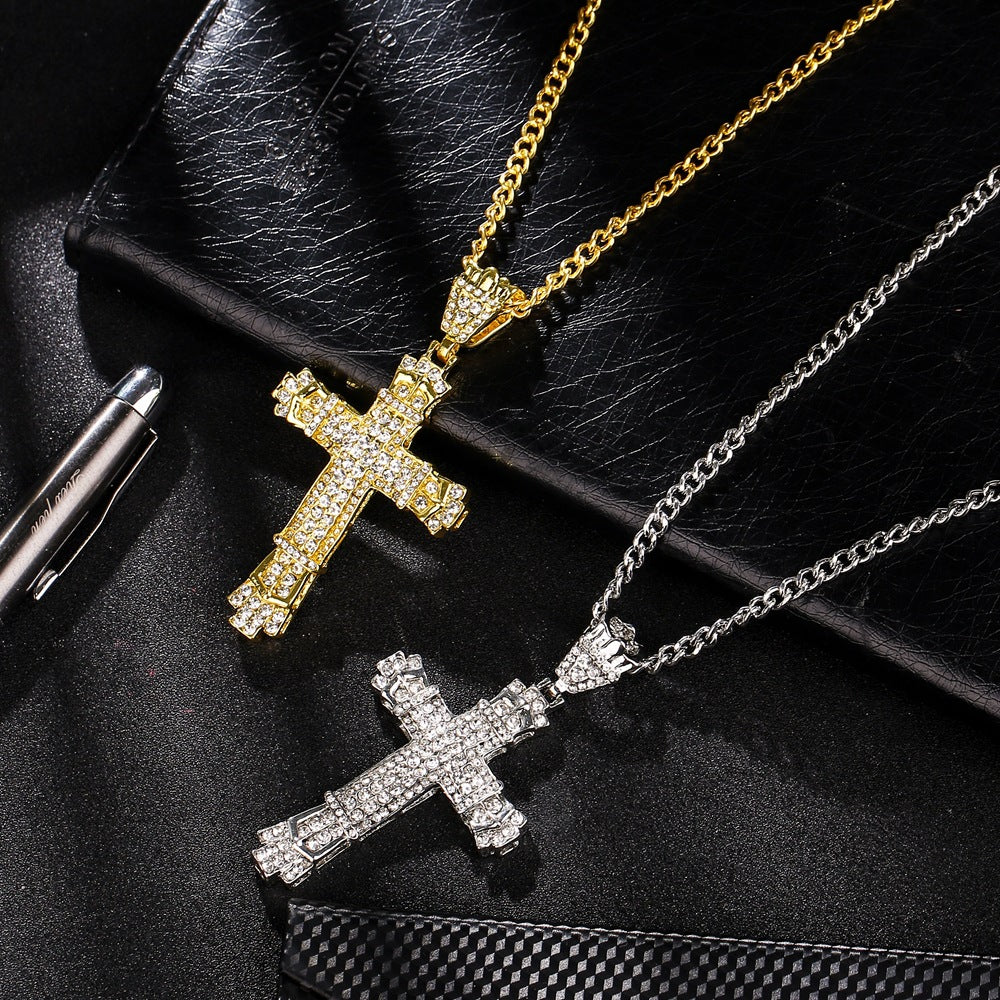 Iced Out Mens Cross Necklace Angelwarriorfitness.com