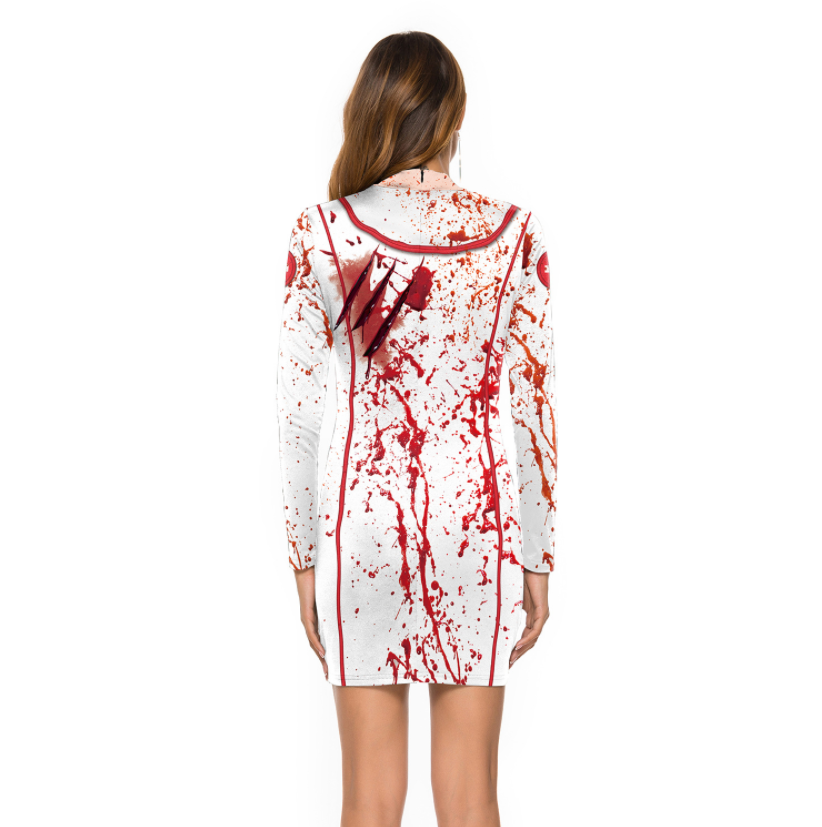 Halloween nurse slim long sleeve dress Angelwarriorfitness.com