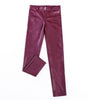 Fleece low-rise peach pants PU leather pants elastic Angelwarriorfitness.com