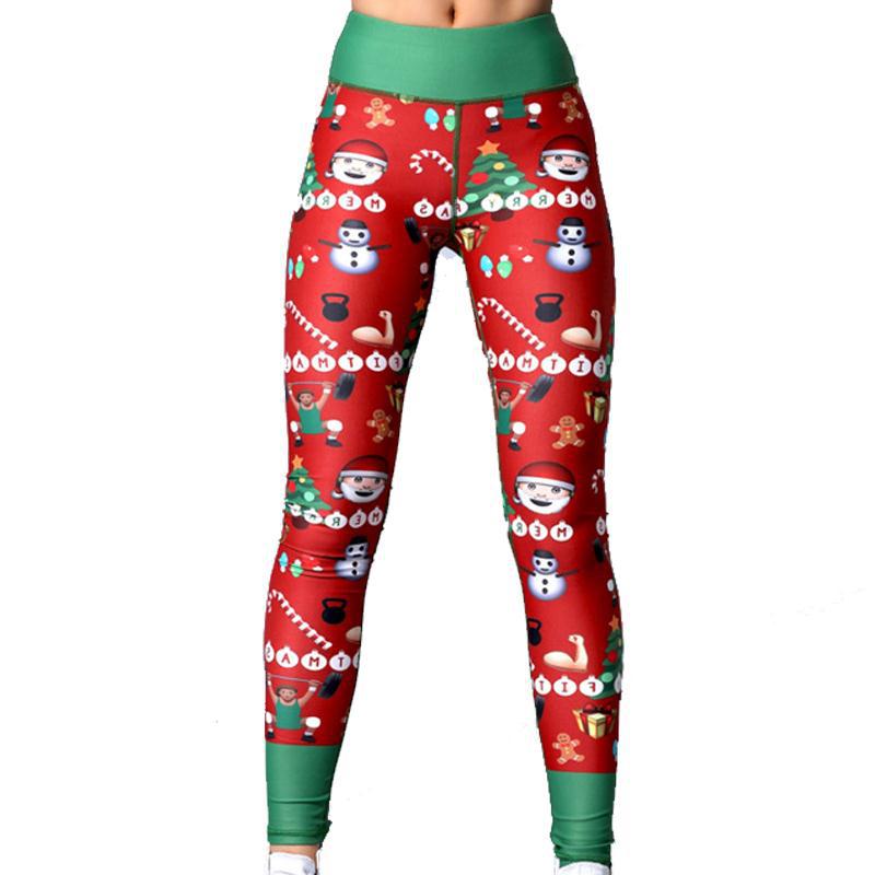 Yoga Christmas Print Hip High Waist Fitness Yoga Pants Angelwarriorfitness.com