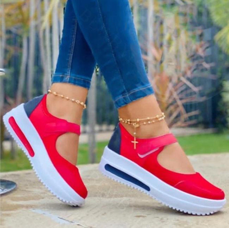 Women Fashion Vulcanized Sneakers Platform Solid Color Flats Ladies Shoes Casual Breathable Wedges Ladies Walking Sneakers Angelwarriorfitness.com