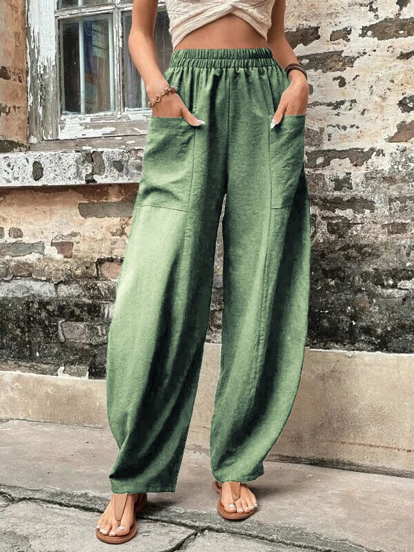 Women's Harem Pants With Pockets High Waisted Casual Beach Pants Loose Trousers Summer Angelwarriorfitness.com