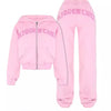 Ins Letter Sports Suit Zip-up Hooded Cropped Sweatshirt Top And Loose Drawstring Trousers Fashion Womens Clothing Angelwarriorfitness.com