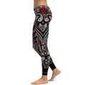 Red Rose Black Mandala Weave Yoga Workout Leggings Angelwarriorfitness.com
