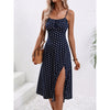 New Polka Dot Print Suspender Dress Summer Sexy Slit Long Dresses For Womens Clothing Angelwarriorfitness.com