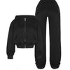 Ins Letter Sports Suit Zip-up Hooded Cropped Sweatshirt Top And Loose Drawstring Trousers Fashion Womens Clothing Angelwarriorfitness.com