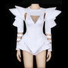White Rhinestone Bodysuit Female Jazz DJ Dance Costumes Angelwarriorfitness.com
