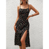 New Polka Dot Print Suspender Dress Summer Sexy Slit Long Dresses For Womens Clothing Angelwarriorfitness.com