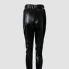 Women's Black Zippered Rivet Leather Pants Angelwarriorfitness.com