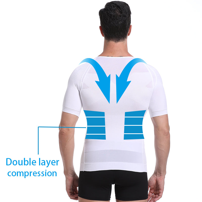 140D Men's Vest Shapewear Men Body Toning T-Shirt Slimming Body Shaper Corrective Posture Belly Control Compression Man Modeling Underwear Corset Angelwarriorfitness.com