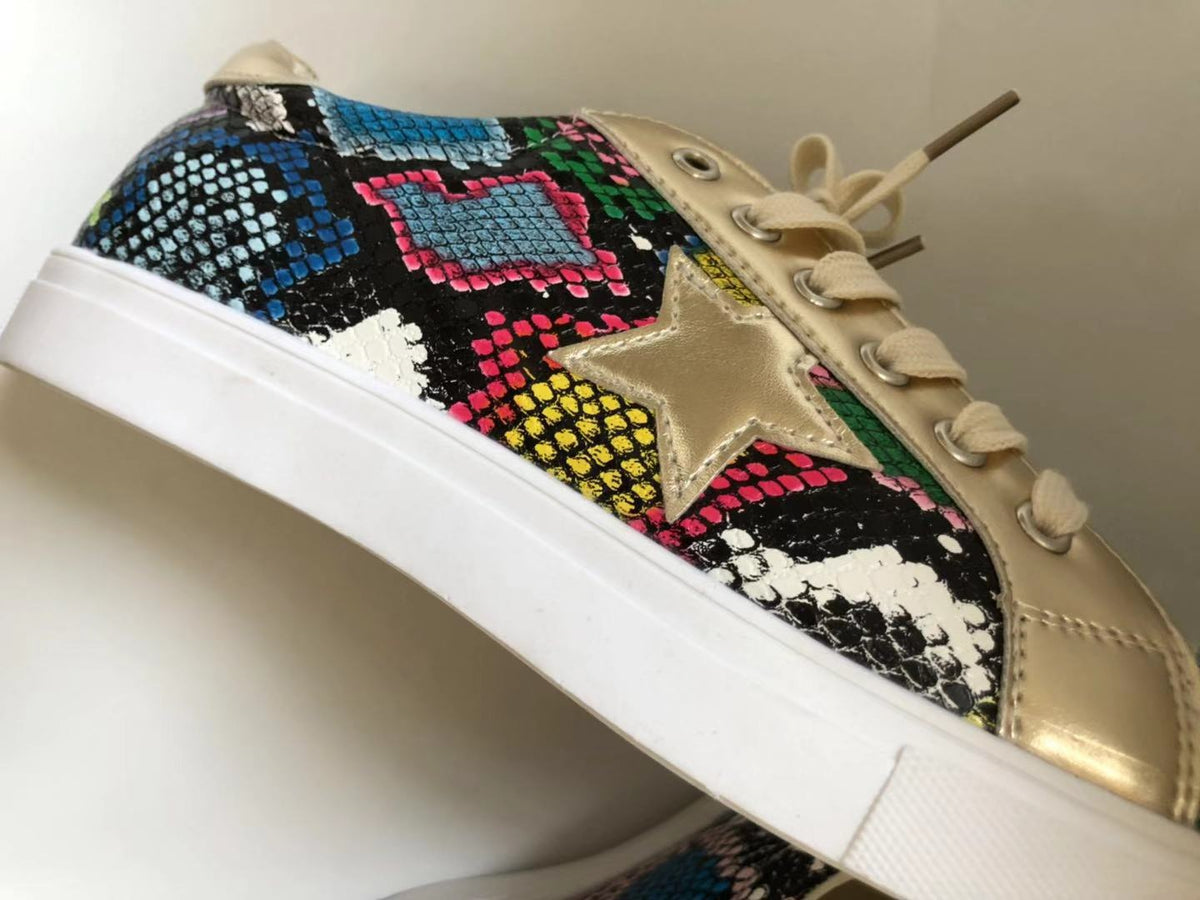 Snakeskin PU Women's Shoes Flat Sneakers Sneakers Angelwarriorfitness.com