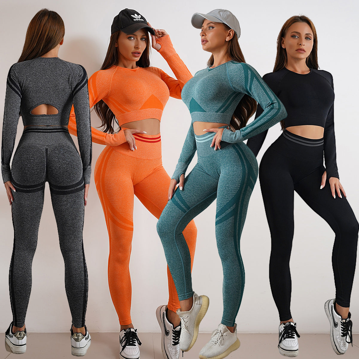 2pcs Seamless Yoga Pants Sports Gym Fitness Leggings And Long Sleeve Tops Outfits Butt Lifting Slim Workout Sportswear Clothing Angelwarriorfitness.com
