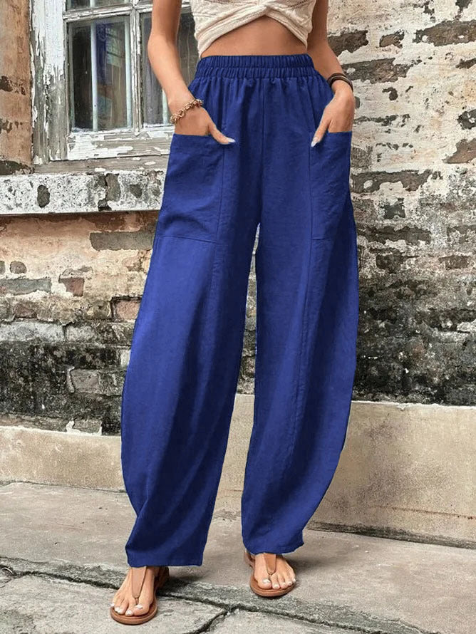 Women's Harem Pants With Pockets High Waisted Casual Beach Pants Loose Trousers Summer Angelwarriorfitness.com