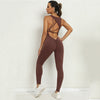 Yoga Jumpsuit V-shaped Back Design Sleeveless Fitness Running Sportswear Stretch Tights Pants For Womens Clothing Angelwarriorfitness.com