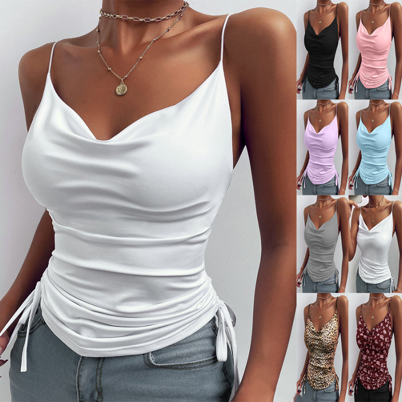 Spaghetti Strap Tops V-neck Camisole Shirts Women Summer Clothes Angelwarriorfitness.com