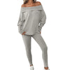 Stylish Casual Lace-up Off-shoulder Athletic Pants With Matching Long Top