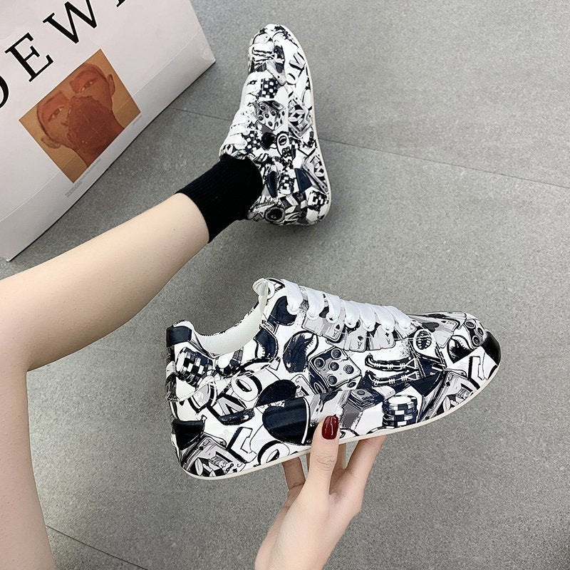 Women's Fashion Platform Casual Shoes Painted Sneakers Angelwarriorfitness.com