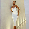 Solid Casual Backless Pleated Chain Dress Angelwarriorfitness.com