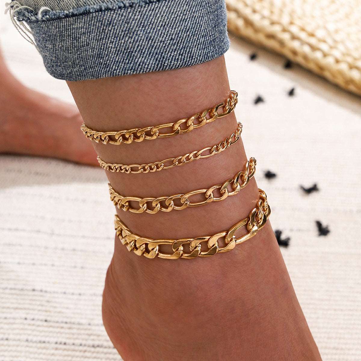 5 Pcs Women Fashion Gold Color Heart Crystal Key Anklets For Women Trendy Snake Chain Anklets For Women Foot Jewelry Gifts Angelwarriorfitness.com