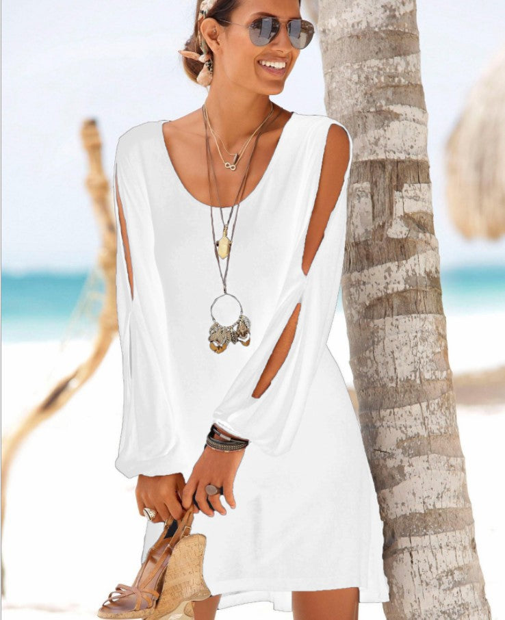 Women's Summer Deep Collar Casual Beach Dress Angelwarriorfitness.com